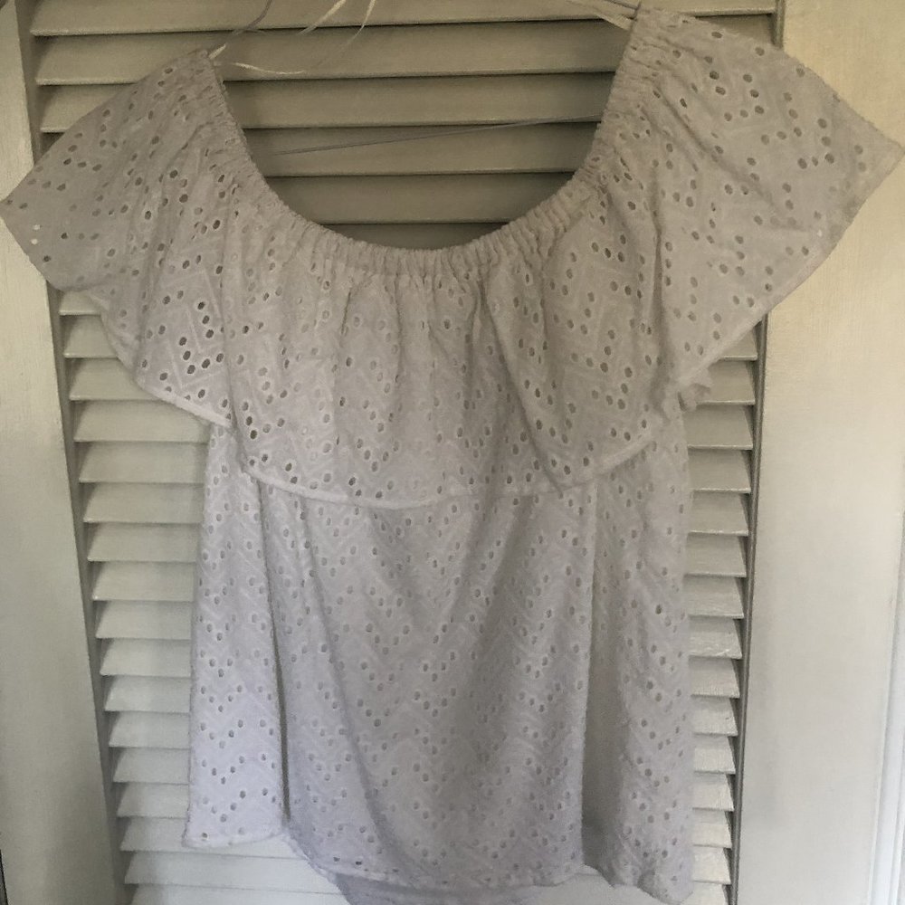 Olive & Oak Off Shoulder Eyelet Top